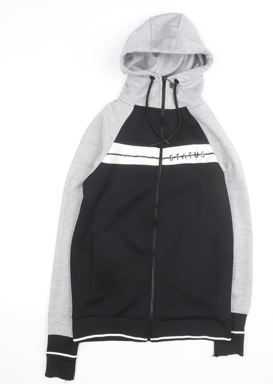 Status London Men's Black Grey Full Zip Hoodie XS