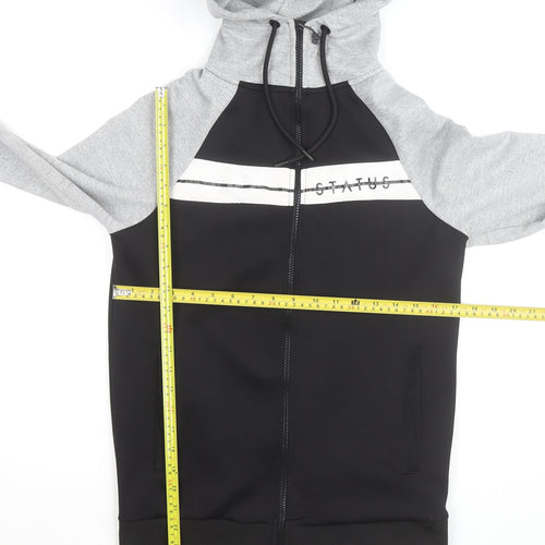 Status London Men's Black Grey Full Zip Hoodie XS