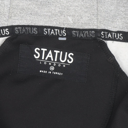Status London Men's Black Grey Full Zip Hoodie XS