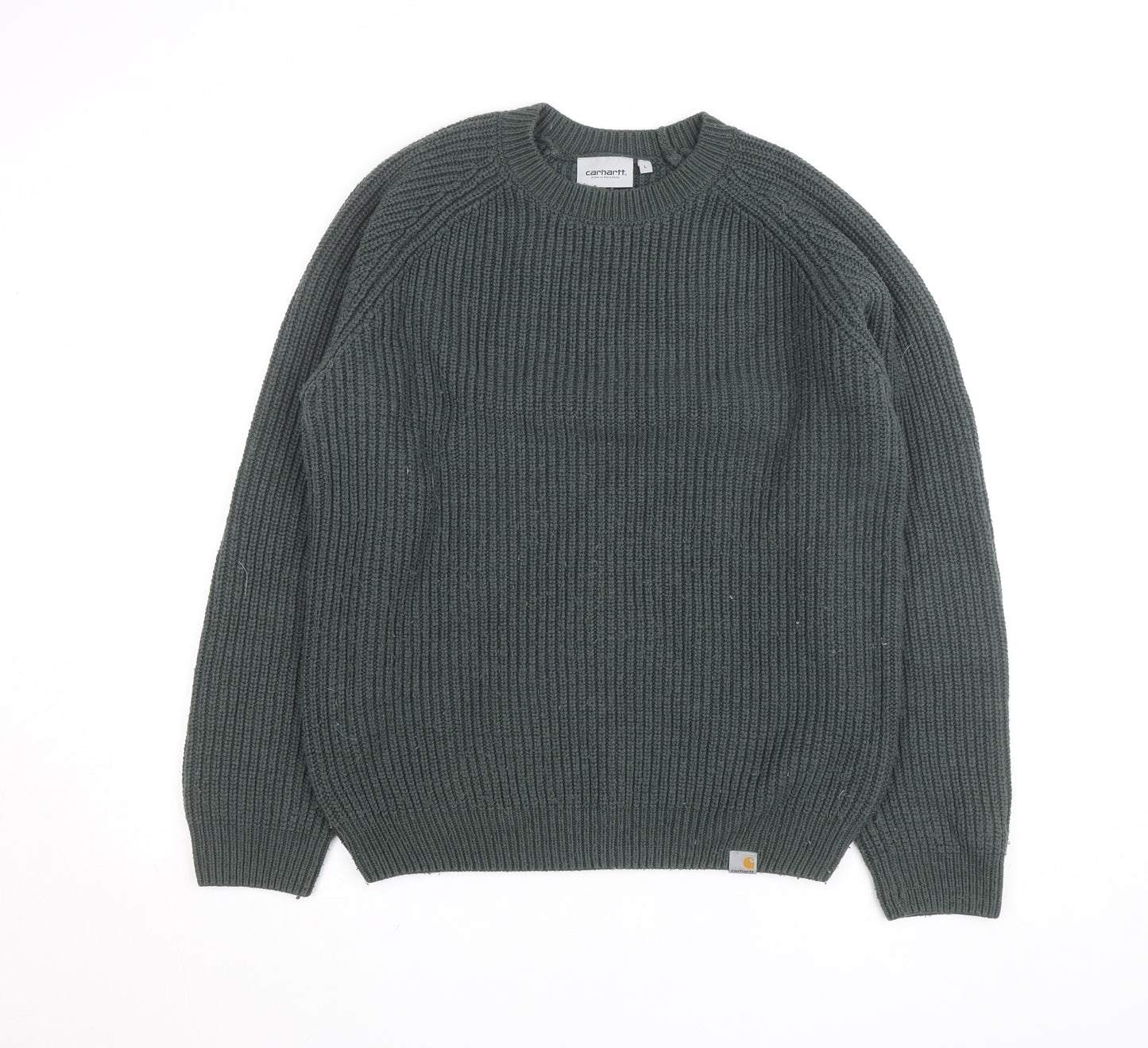 Carhartt WIP Men's Green L Cable-Knit Crew Neck Pullover Jumper