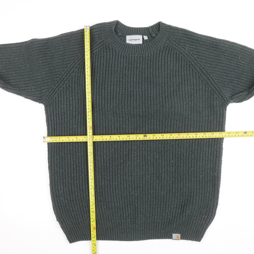 Carhartt WIP Men's Green L Cable-Knit Crew Neck Pullover Jumper