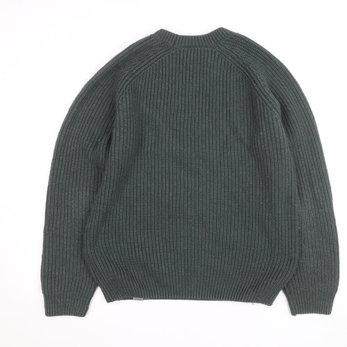 Carhartt WIP Men's Green L Cable-Knit Crew Neck Pullover Jumper