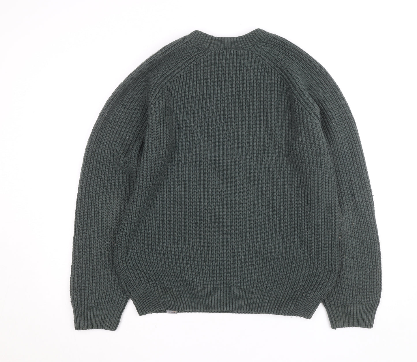 Carhartt WIP Men's Green L Cable-Knit Crew Neck Pullover Jumper