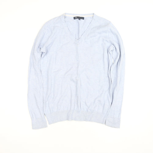 Crew Clothing Company Men's Blue V-Neck Cotton Cashmere Jumper Size M