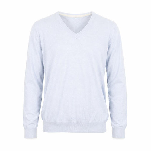 Crew Clothing Company Men's Blue V-Neck Cotton Cashmere Jumper Size M