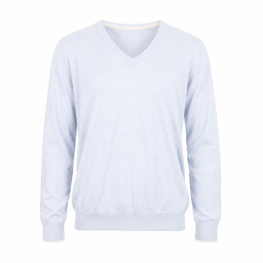 Crew Clothing Company Men's Blue V-Neck Cotton Cashmere Jumper Size M