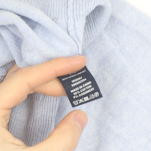 Crew Clothing Company Men's Blue V-Neck Cotton Cashmere Jumper Size M