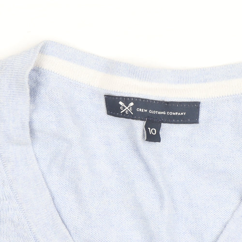 Crew Clothing Company Men's Blue V-Neck Cotton Cashmere Jumper Size M