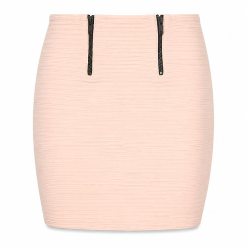 Bershka Women’s Beige Short Pencil Skirt Size S with Zip Detail