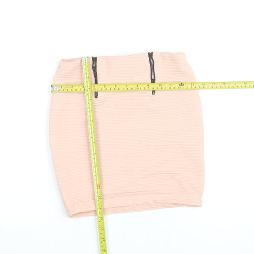 Bershka Women’s Beige Short Pencil Skirt Size S with Zip Detail