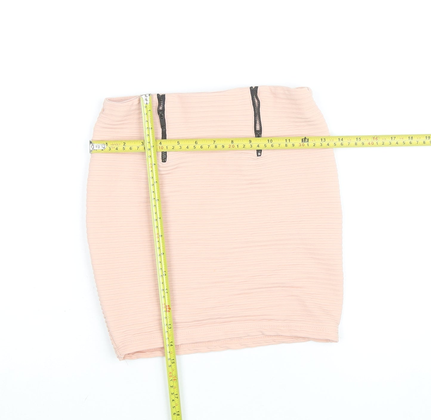 Bershka Women’s Beige Short Pencil Skirt Size S with Zip Detail