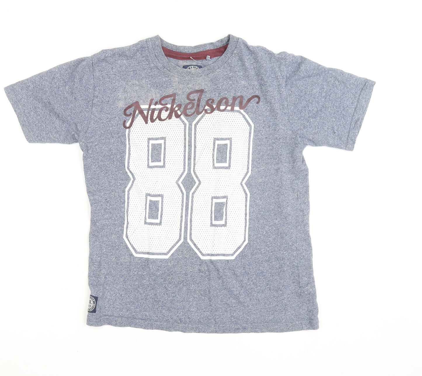 Nickelson Blue Graphic 88 Sports T-Shirt Teens 13 Crew Neck