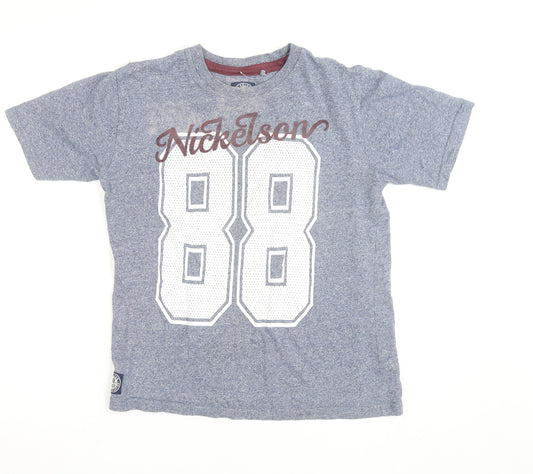 Nickelson Blue Graphic 88 Sports T-Shirt Teens 13 Crew Neck