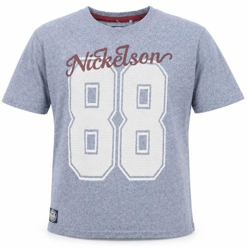 Nickelson Blue Graphic 88 Sports T-Shirt Teens 13 Crew Neck