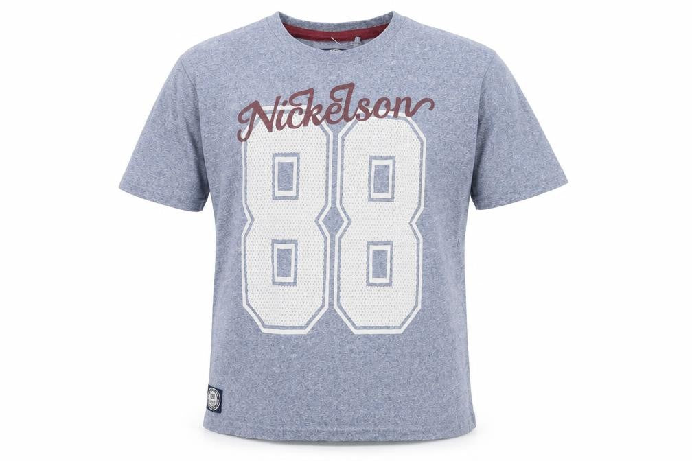 Nickelson Blue Graphic 88 Sports T-Shirt Teens 13 Crew Neck