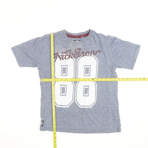 Nickelson Blue Graphic 88 Sports T-Shirt Teens 13 Crew Neck