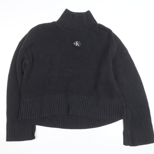 Calvin Klein Jeans Womens Black 2XL Ribbed Roll Neck Pullover Jumper