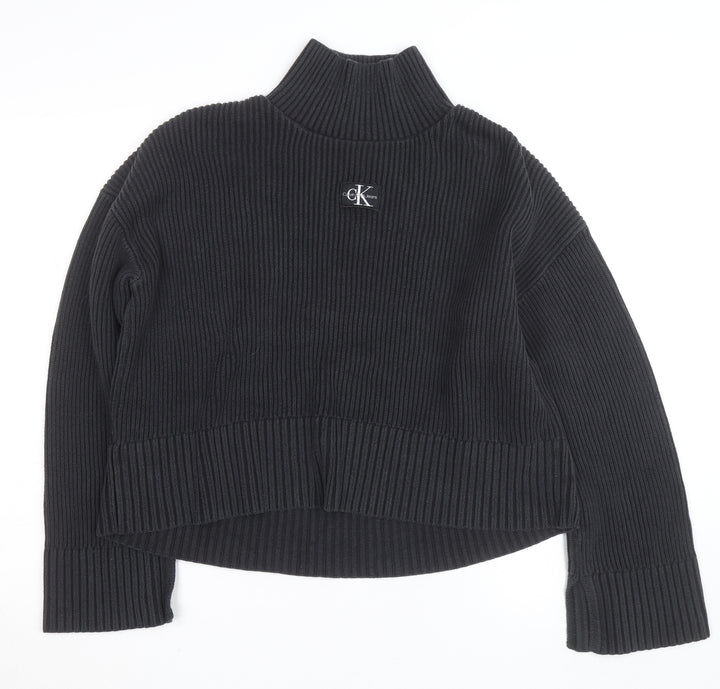 Calvin Klein Jeans Womens Black 2XL Ribbed Roll Neck Pullover Jumper