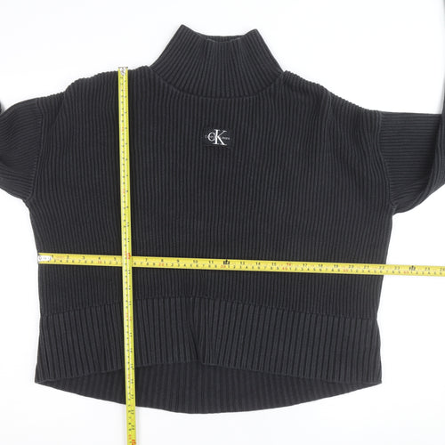 Calvin Klein Jeans Womens Black 2XL Ribbed Roll Neck Pullover Jumper