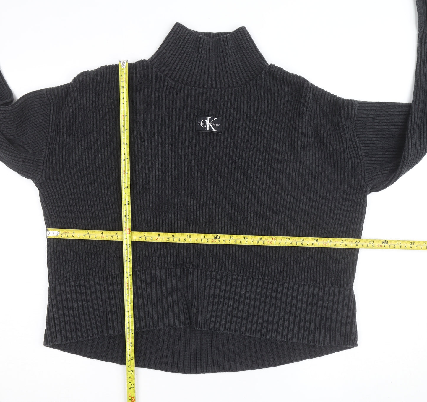 Calvin Klein Jeans Womens Black 2XL Ribbed Roll Neck Pullover Jumper