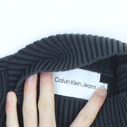 Calvin Klein Jeans Womens Black 2XL Ribbed Roll Neck Pullover Jumper