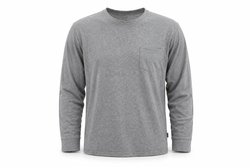 Front view of Lee Men’s Grey Long Sleeve Crew Neck Jersey Top, size L