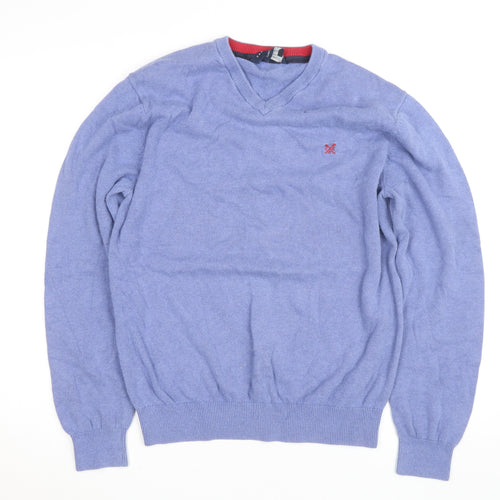 J.Crew Men's Blue Cotton Cashmere V-Neck Jumper Size L