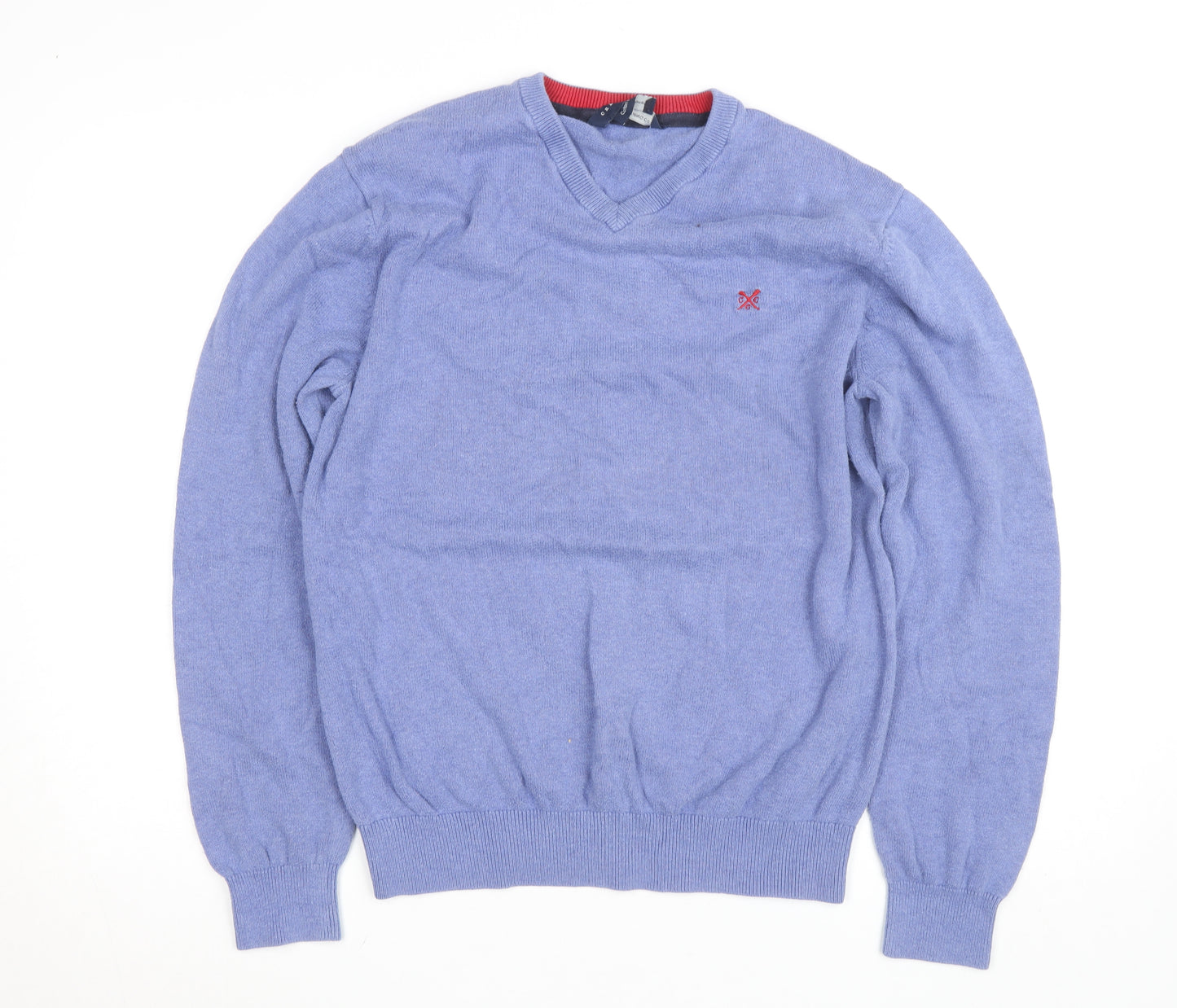 J.Crew Men's Blue Cotton Cashmere V-Neck Jumper Size L