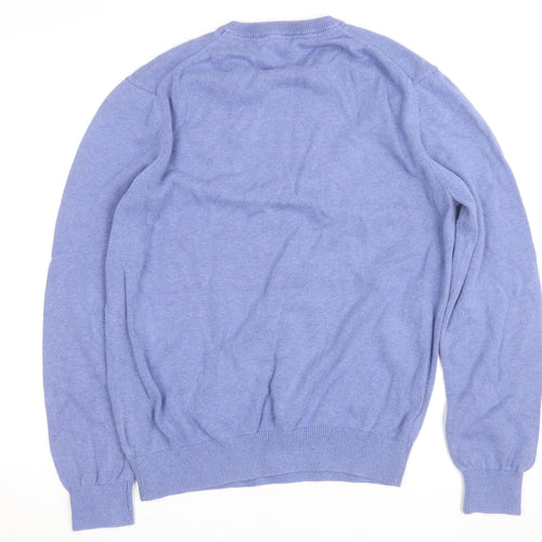 J.Crew Men's Blue Cotton Cashmere V-Neck Jumper Size L