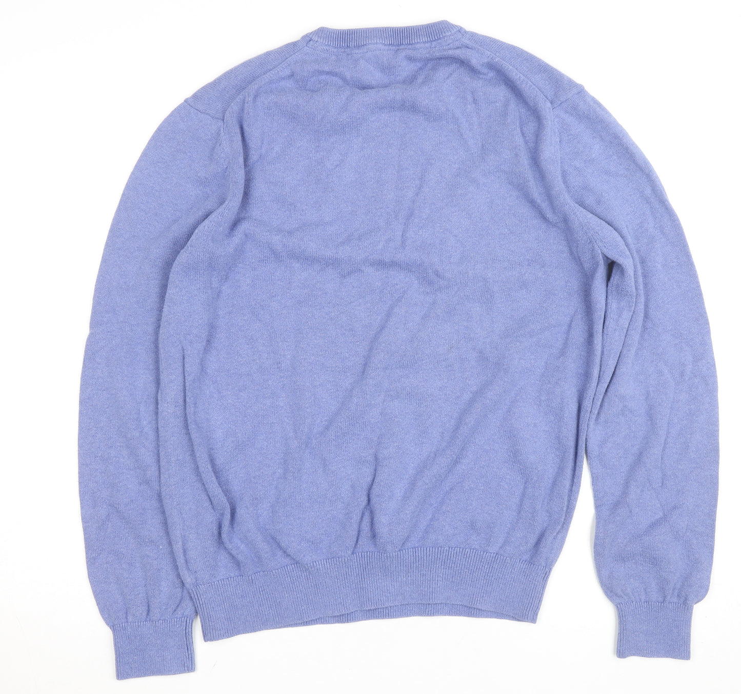 J.Crew Men's Blue Cotton Cashmere V-Neck Jumper Size L