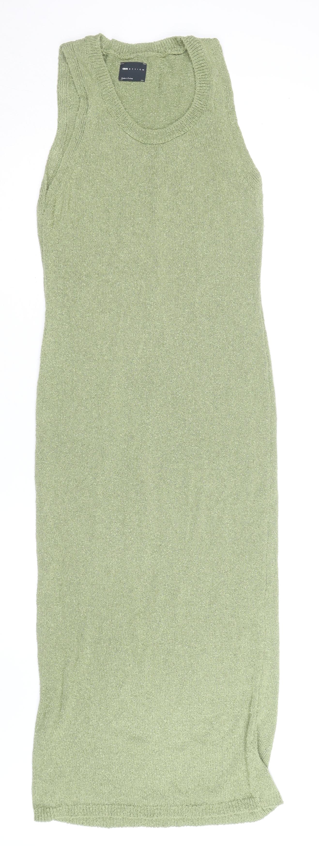ASOS DESIGN Women’s Green Sleeveless Knit Bodycon Midi Dress Size 8-10