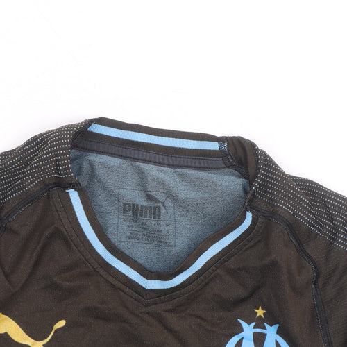 Puma Men’s Black Football Jersey Shirt S Athletic Fit V-Neck