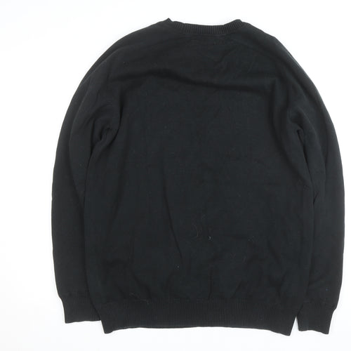 Dunlop Men's Black L Cotton Crew Neck Pullover Jumper