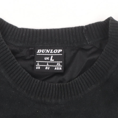 Dunlop Men's Black L Cotton Crew Neck Pullover Jumper