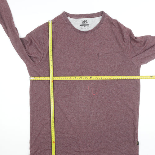 Lee Men’s Red Long Sleeve Crew Neck Cotton Blend Top L