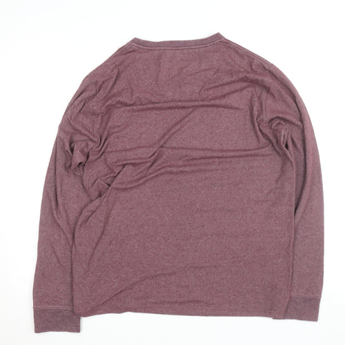 Lee Men’s Red Long Sleeve Crew Neck Cotton Blend Top L