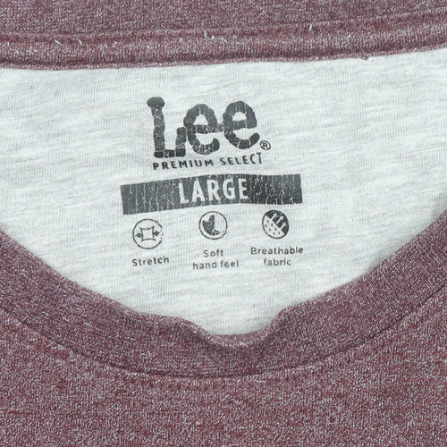 Lee Men’s Red Long Sleeve Crew Neck Cotton Blend Top L