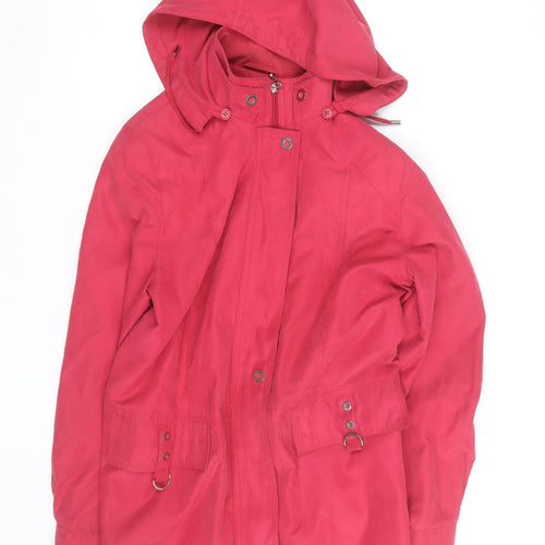 Lakeland Womens Pink Hooded Parka Jacket Size M Cotton Mid-Length