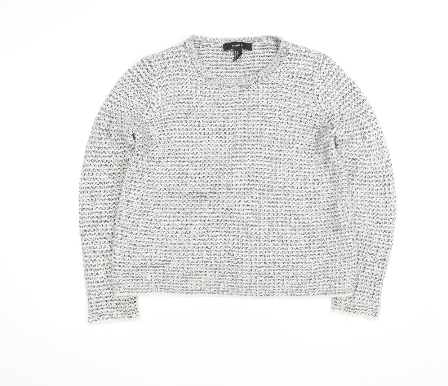 Forever 21 Women’s Grey Chunky-Knit Acrylic Jumper Size L