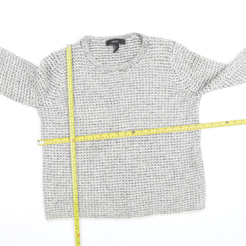 Forever 21 Women’s Grey Chunky-Knit Acrylic Jumper Size L