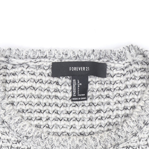 Forever 21 Women’s Grey Chunky-Knit Acrylic Jumper Size L