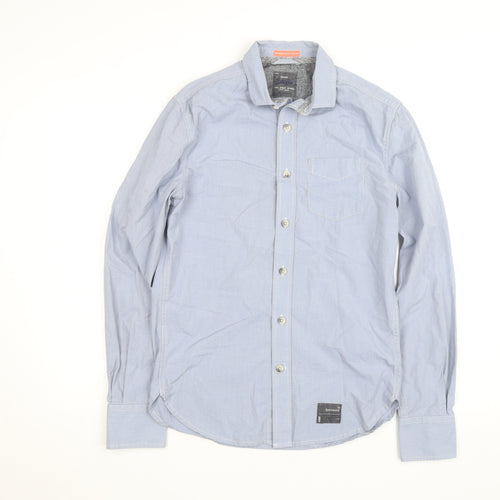Superdry Men's Blue Cotton Long Sleeve Button-Up Shirt - Size M