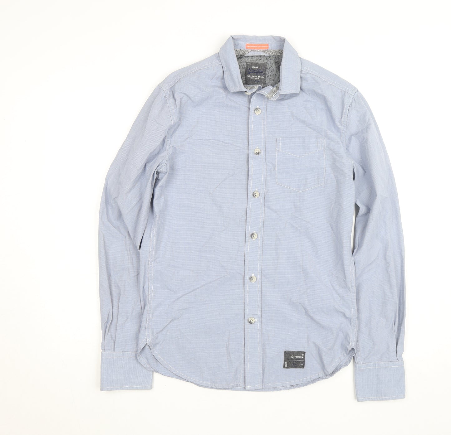 Superdry Men's Blue Cotton Long Sleeve Button-Up Shirt - Size M