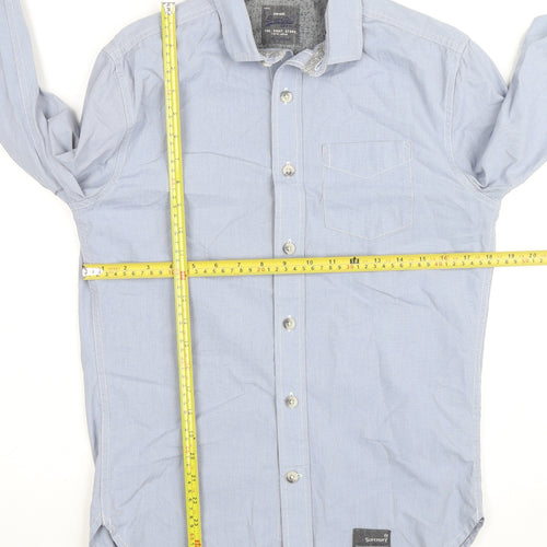 Superdry Men's Blue Cotton Long Sleeve Button-Up Shirt - Size M
