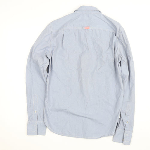 Superdry Men's Blue Cotton Long Sleeve Button-Up Shirt - Size M