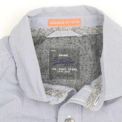 Superdry Men's Blue Cotton Long Sleeve Button-Up Shirt - Size M