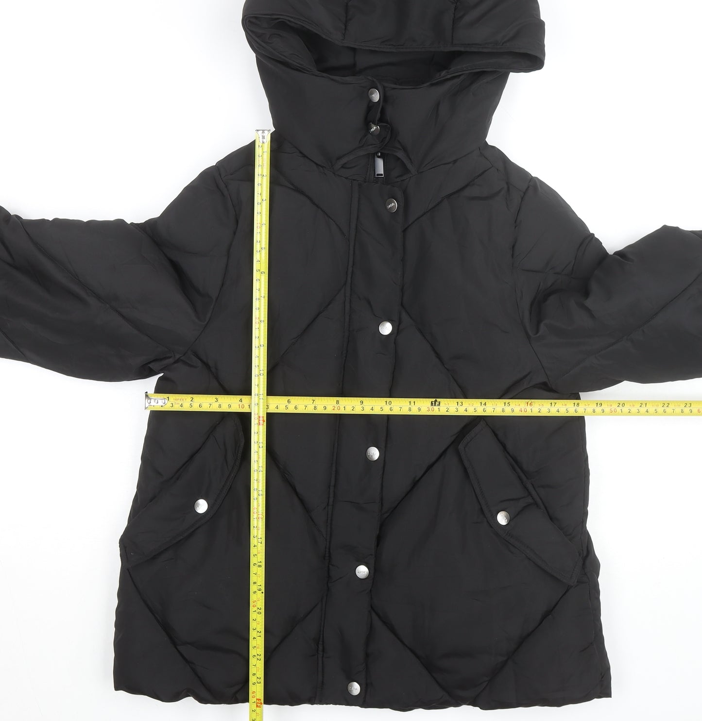 ZARA Girls Black Quilted Hooded Puffer Jacket 13-14 Years Winter Coat