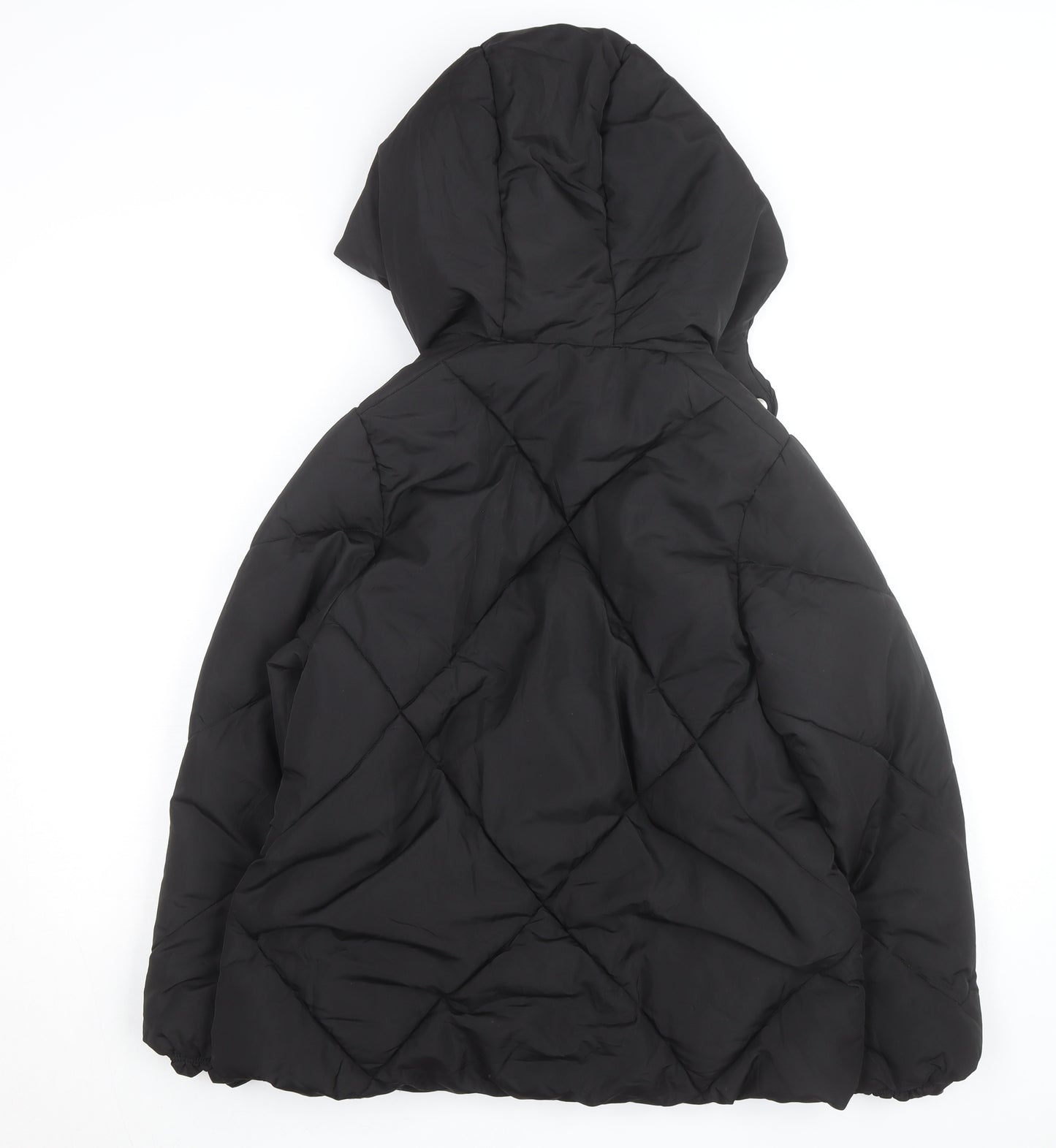 ZARA Girls Black Quilted Hooded Puffer Jacket 13-14 Years Winter Coat