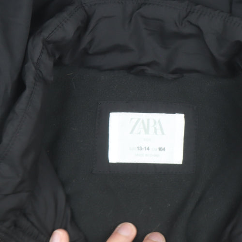 ZARA Girls Black Quilted Hooded Puffer Jacket 13-14 Years Winter Coat