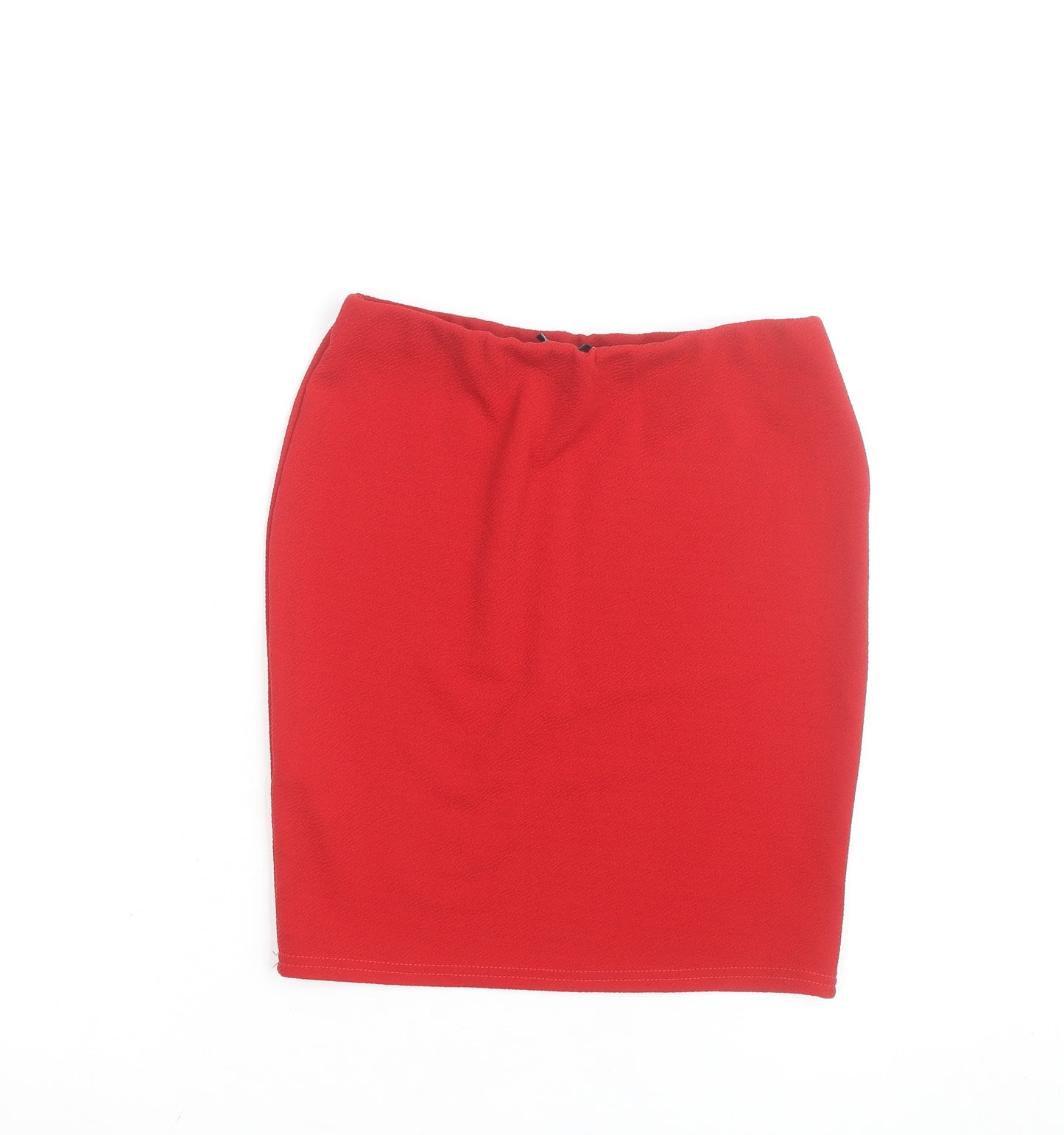 Boohoo Women’s Red Pencil Stretch Skirt Size 8 Knee Length